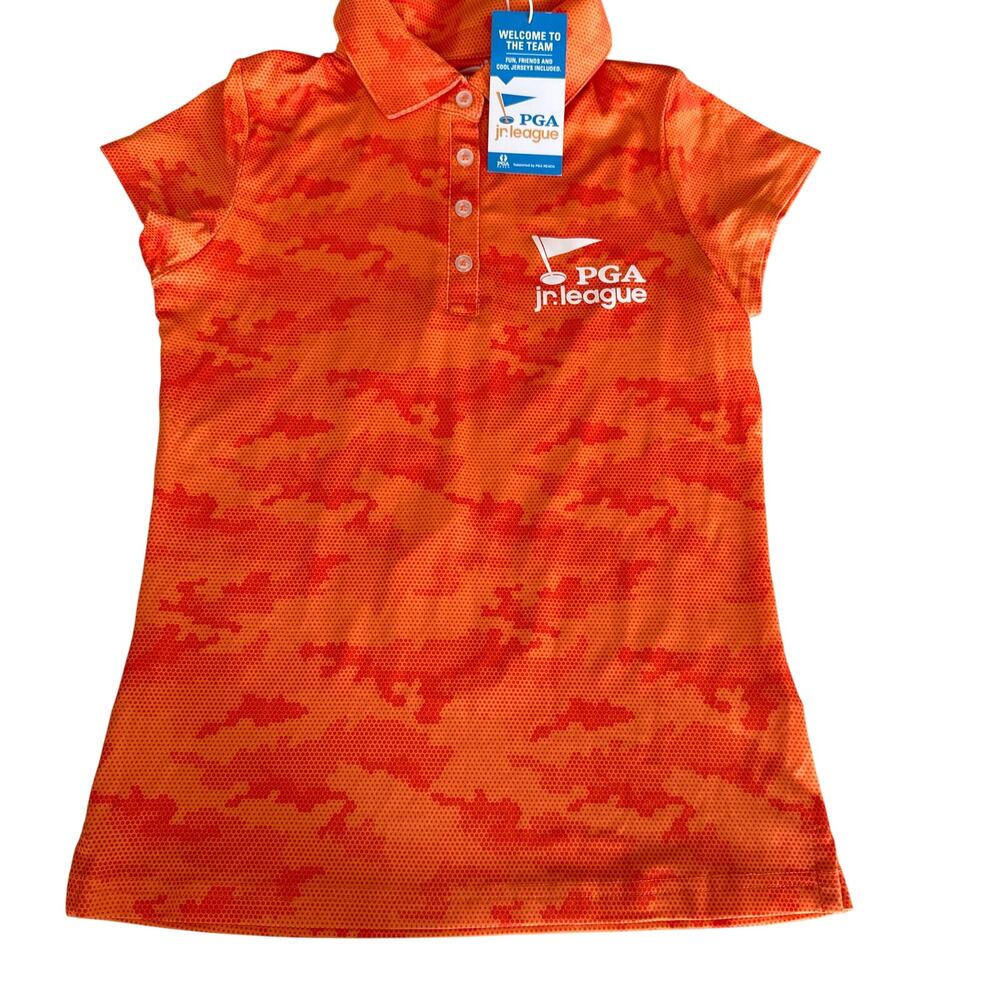 Garb Girls Orange Camo PGA Jr League Golf Polo - medium